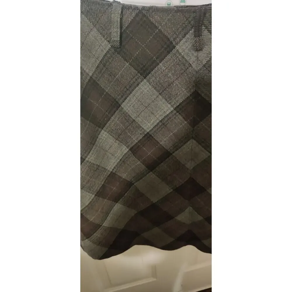 Carole Little Wool Burgundy Plaid Flute Skirt Y2K Gilmore Girls Size 12p Petite